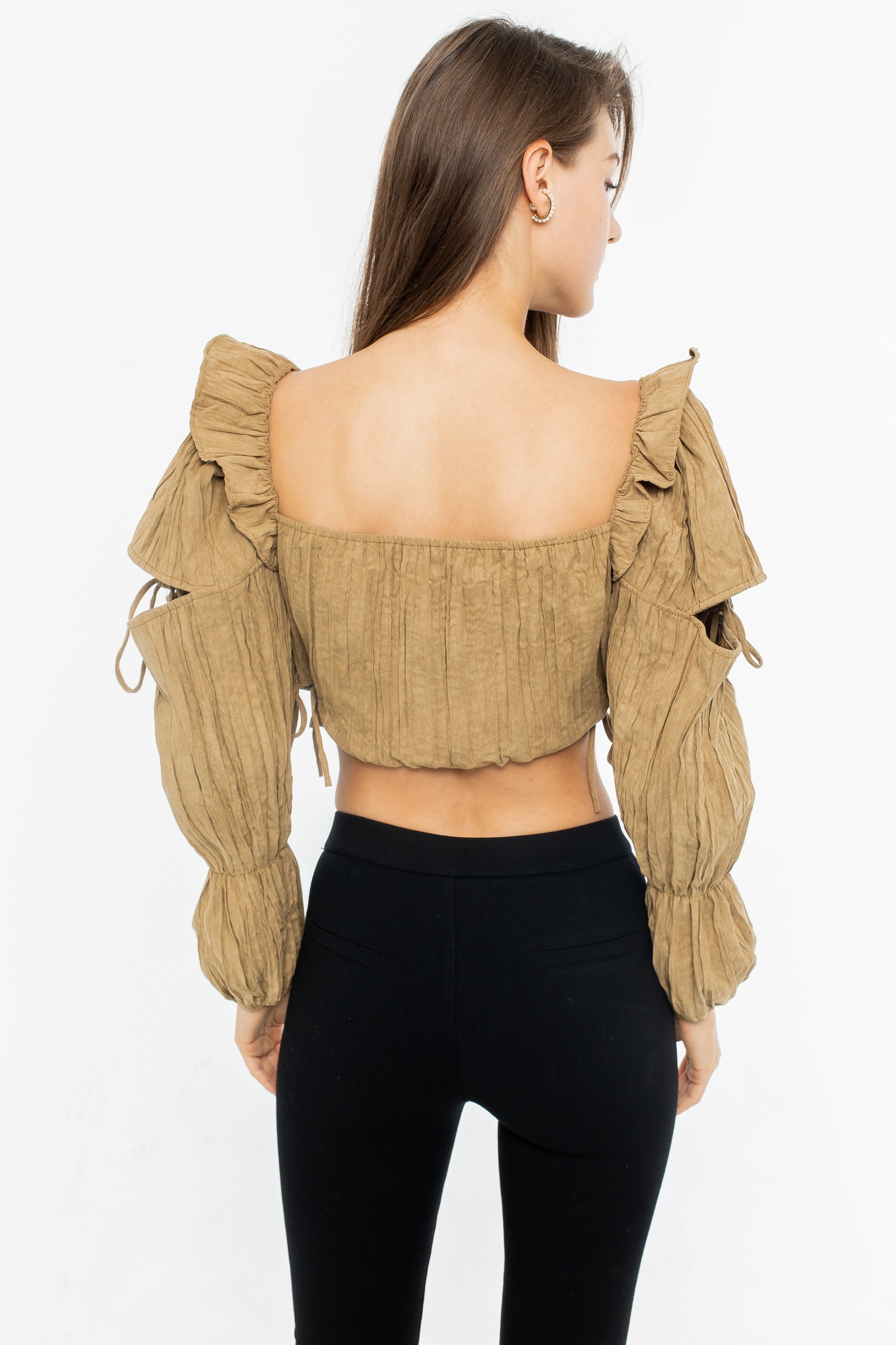 Khaki Hollowed-Out Top