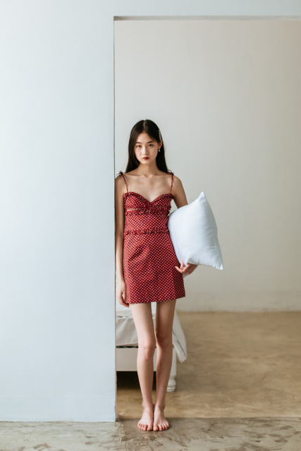 Red Heart-dotted Dress