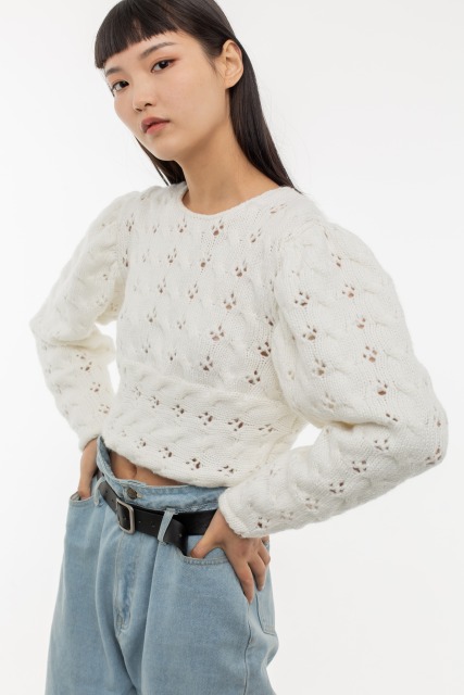 White Hollow Sweater