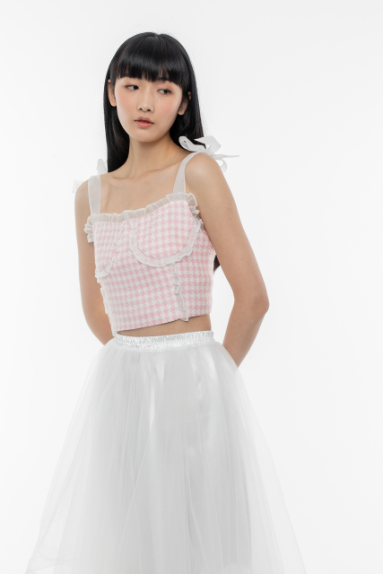 Pink  Houndstooth Top