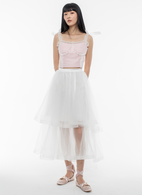 Pink  Houndstooth Top