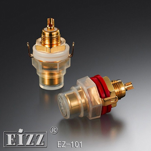 1PC  EIZZ EZ-101 EIZZ 24K Gold Plated Female RCA Connector Jack Hifi Video Audio AV TV AMP CD DAC Terminal With Protect Cap Panel Chassis Mount