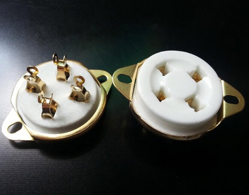 1 PC Gold plated Back Mounting 4Pin Ceramic Tube Socket Valve For 811 274A 572B 300B