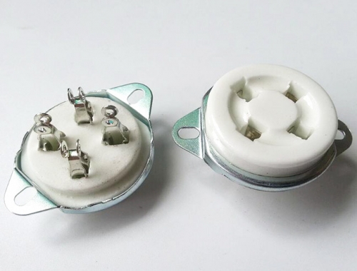 1 PC  Vacuum Tube 572B 300B   Silver plated  4Pin U4A Ceramic Tube Socket Valve Base front Mounting