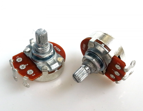 1PC 24 A type Single  3 soldering pin STEREO VOLUME Potentiometer peduncular shaft A100K