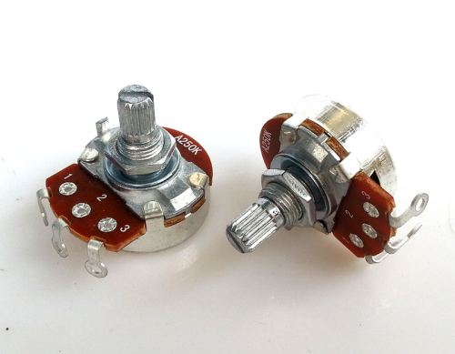 1PC 24 A type Single  3 soldering pin STEREO VOLUME Potentiometer peduncular shaft A250K