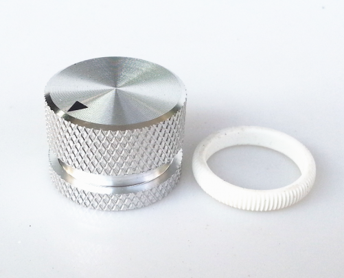 1PC 25X18mm Aluminium HIFI AMP volume Control potentiometer Knob 6.0mm hole Silver knob with white plastic