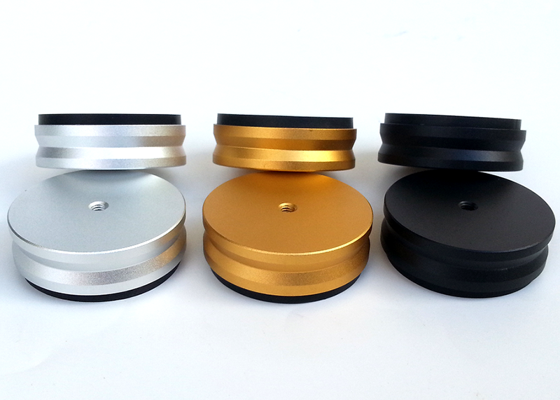 thumbnail image 2 of GD-PARTS 44x15mm Aluminum Hi-Fi Audio Isolation Stand Feet - Silver - Set Of Speaker/Amp Dampers 2 of 6
