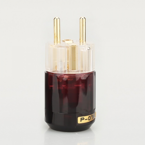 1PC P-079E  Male 24k Gold-Plated Power Plug EU version power plug for tube amplifier DIY transparent