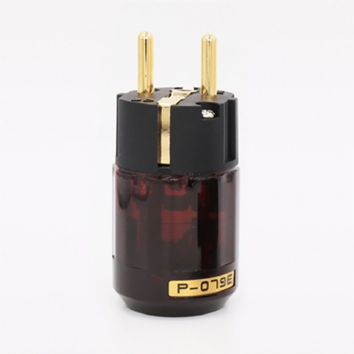 1PC P-079E  Male 24k Gold-Plated Power Plug EU version power plug for tube amplifier DIY