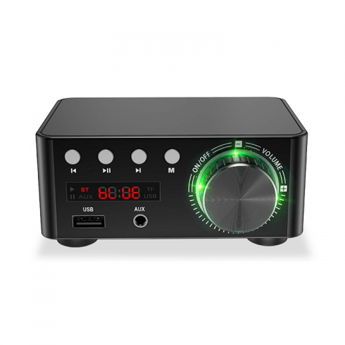 1pc Black Color HiFi Audio Stereo Digital Amplifier Support Bluetooth 5.0 TPA3116 Board 50Wx2 Desktop AMP AUX USB TF Card Player