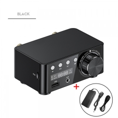 1pc Black HiFi Audio Stereo Digital Amplifier Support Bluetooth 5.0 TPA3116 Board 50Wx2 Desktop AMP AUX USB TF Card Player with Power