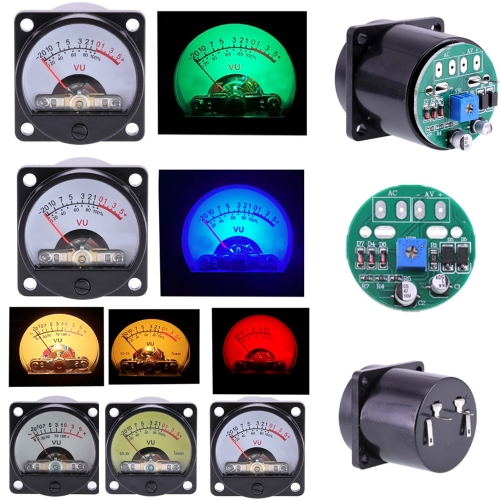 1PC 35mm Panel VU Meter 500VU with Backlight Sound Pressure Meter+ 1PC VU level Audio meter driver board DC/AC 6-12V input