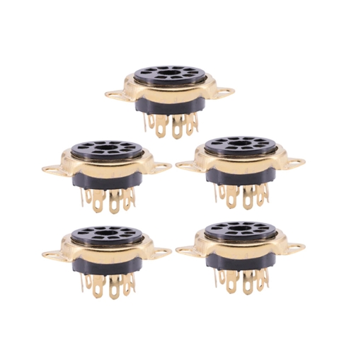 Gold Plated  12AX7 12AU7 6199 6922 EL84 ECC81 ECC82 ECC83 Tube Valve Socket 9Pin Bakelite Tube Socket Vacuum Tube Amplifier HIFI Audio DIY