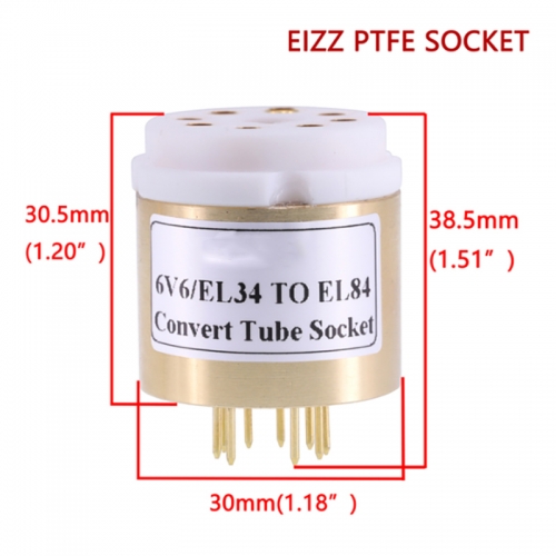 1PC 6V6 TO EL84 EL34 TO EL84 6BQ5 6P14 6P15 Vacuum tube socket adapter converter Copper shell+EIZZ PTFE Socket
