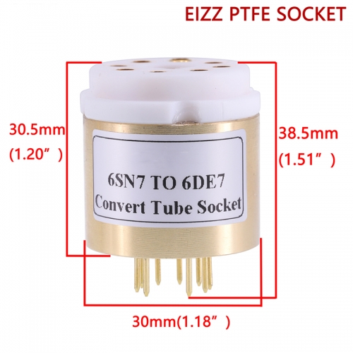 1PC CV181 6SN7 TO 6DE7 Vacuum Tube Socket Adapter DIY HIFI Audio Vacuum Tube Amplifier Converter Socket Adapter Copper shell+EIZZ PTFE Socket C