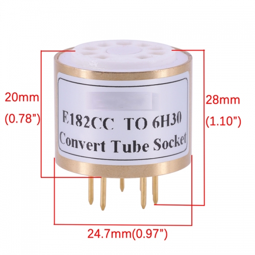 1PC White Ceramic E182CC Tube (Top) TO 6H30 Tube (bottom) DIY Audio Amplifier Vacuum Tube Convert Socket Adapter B