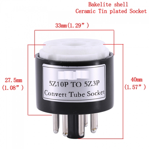 1PC 9PIN Ceramic tin-plated Vacuum Tube Socket 5Z10P TO 5Z3P 5U4G 5AR4 274B DIY HIFI Audio Vacuum Tube Amplifier Convert Socket Adapter A