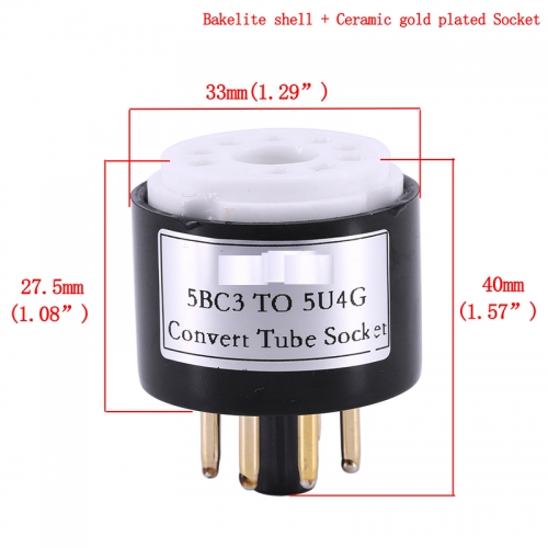 1PC 9PIN Ceramic tin-plated Vacuum Tube Socket 5BC3 TO 5U4G 5Z3P 5AR4 274B DIY HIFI Audio Vacuum Tube Amplifier Convert Socket Adapter B