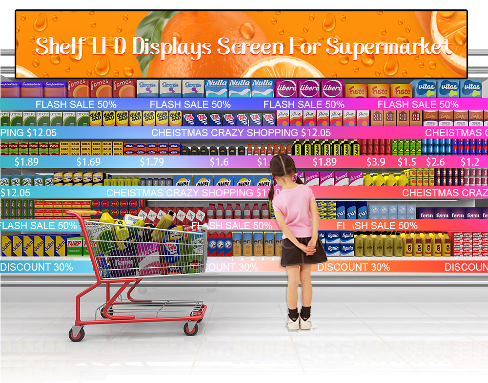 shelf LED displays screen For Supermarket