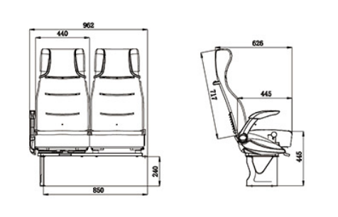 High-Back Bus Passenger Seat for Coaches and Public Buses – Fabric Upholstery
