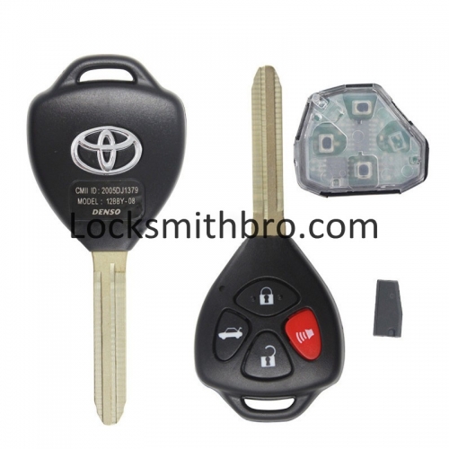 LockSmithbro 433Mhz 4D67 Chip 3+1 Button Toyot Remote Key With Logo