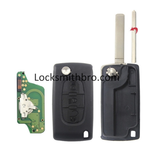 LockSmithbro 0523 FSK 3 Button 307(VA2) Blade ForCitroen 433Mhz 7941(ID46) Chip Remote Key For Cars 2006-2011 (LED Button)