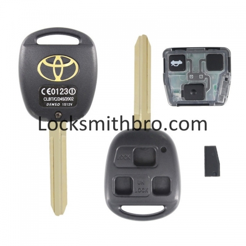 LockSmithbro 3 Button 4D67 Chip 433 Mhz Toyot Land Cruiser Prado Remote Key With Logo