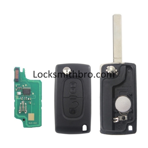 LockSmithbro  0536 ASK 2 Button 407(HU83) Blade ForCitroen 433Mhz 7961 Chip (ID46) Remote Key For Cars 2006-2011