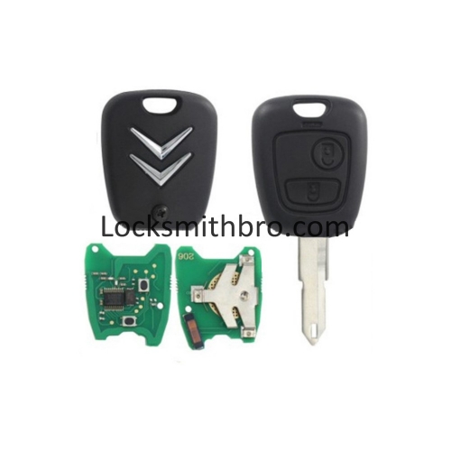 LockSmithbro 2 Button 206(NE73) Blade ForCitroen 433Mhz ID46 Chip Remote Key