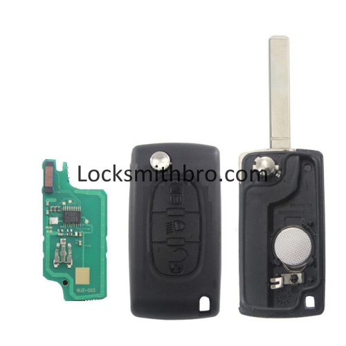 LockSmithbro 0536 FSK 3 Button 407(HU83) Blade ForCitroen 433Mhz 7961 Chip (ID46) Remote Key For Cars After 2011 (LED Light Button)