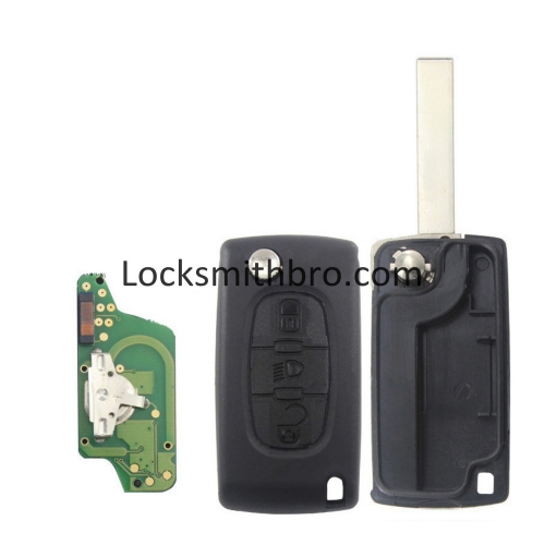 LockSmithbro 0523 FSK 3 Button 407(HU83) Blade ForCitroen 433Mhz 7941(ID46) Chip Chip Remote Key For Cars 2006-2011 (LED Button)