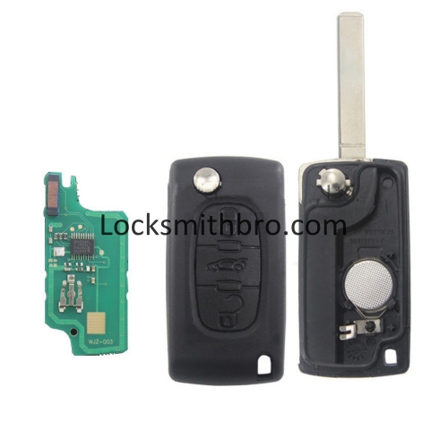 LockSmithbro 0536 FSK 3 Button 407(HU83) Blade ForCitroen 433Mhz 7961 Chip (ID46) Remote Key For Cars After 2011 (Trunk Button)