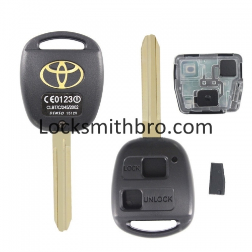 LockSmithbro 2 Button 4D67 Chip 433 Mhz Toyot Land Cruiser Prado Remote Key With Logo