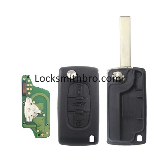 LockSmithbro 0523 ASK 3 Button 407(HU83) Blade ForCitroen 433Mhz 7941(ID46) Chip Chip Remote Key For Cars After 2011 (Trunk Button)