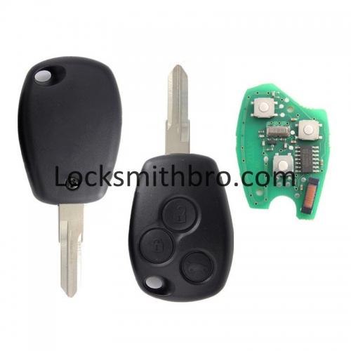 LockSmithbro Without Logo 3 Button 207(VAC102) 434Mhz PCF7947 Chip Renaul Clio&Kango Remote Key