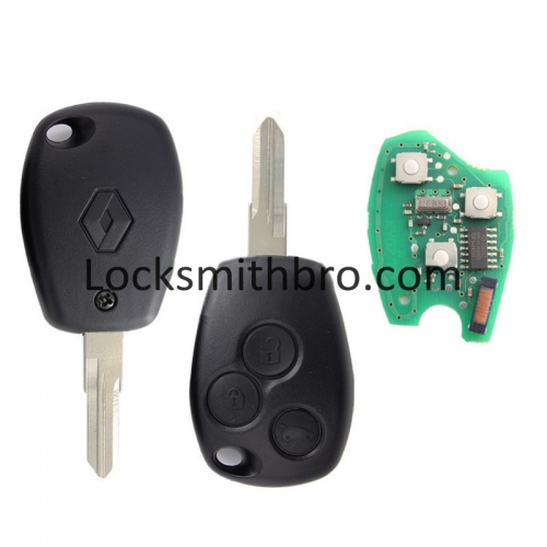 LockSmithbro 3 Button 207(VAC102) 434Mhz With Logo PCF7947 Chip Renaul Clio&Kango Remote Key