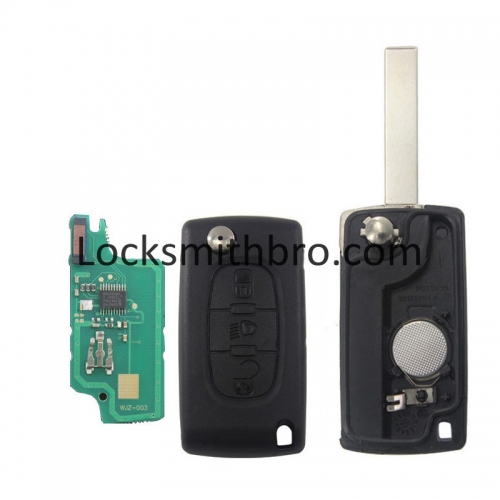 LockSmithbro ask 0536 3 button 433mhz 7941 and id46 chip 407hu83 blade peugeo with light button flip remote key for cars 2006 2011