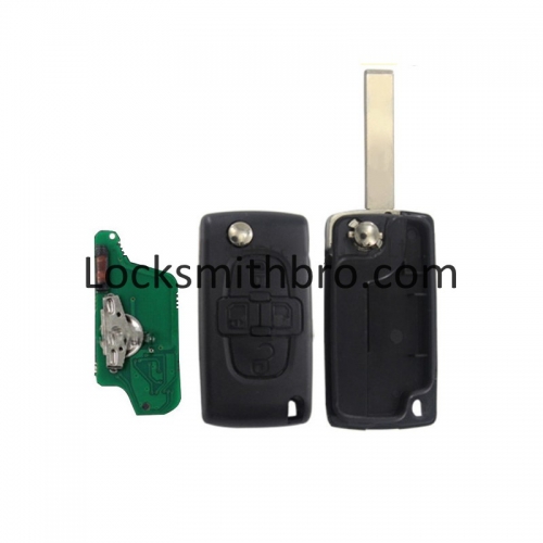 LockSmithbro FSK 0523 4 Button 433Mhz 7941(ID46) Chip 407(HU83) Blade Peugeo Flip Remote Key For Cars After 2011