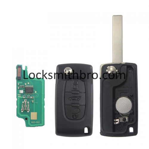 LockSmithbro ASK 0536 3 Button 433Mhz 7961(ID46) Chip 407(HU83) Blade Peugeo With Trunk Button Flip Remote Key For Cars 2006-2011