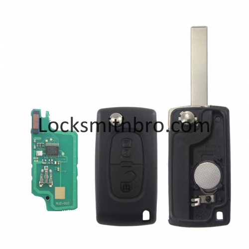 LockSmithbro FSK 0536 2 Button 433Mhz 7961(ID46) Chip 407 (HU83) Blade Peugeo Flip Remote Key For Cars After 2011