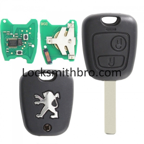 LockSmithbro 2 Button 433Mhz ID46 Chip 307(VA2) Blade Peugeo Remote Key