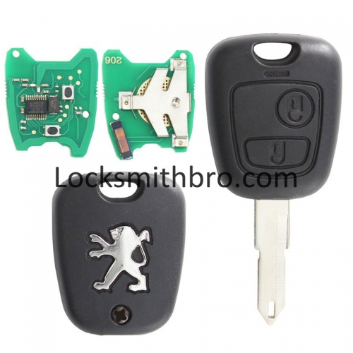 LockSmithbro 2 Button 433Mhz ID46 Chip 206(NE73) Blade Peugeo Remote Key