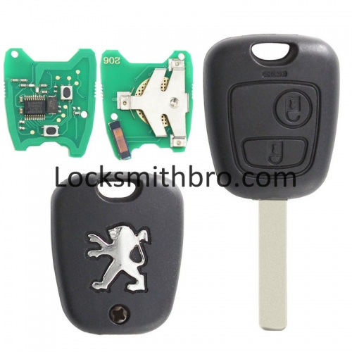 LockSmithbro 2 Button 433Mhz ID46 Chip 407(HU83) Blade Peugeo Remote Key