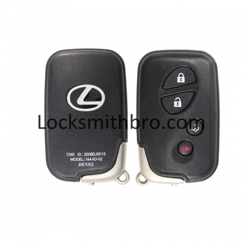LockSmithbro With Blade 4 Button Trunk + Light Button Lexus Smart Key Shell Case