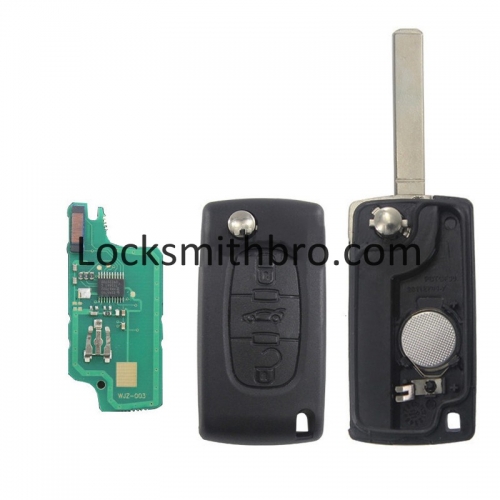 LockSmithbro ASK 0536 3 Button 433Mhz 7961(ID46) Chip 307(VA2) Blade Peugeo With Trunk Button Flip Remote Key For Cars 2006-2011