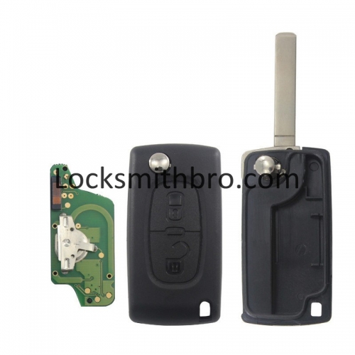 LockSmithbro ASK 0523 2 Button 433Mhz 7941(ID46) Chip 307(VA2) Blade Peugeo Flip Remote Key For Cars 2006-2011