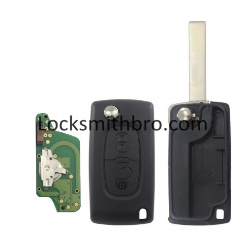 LockSmithbro ASK 0523 2 Button 433Mhz 7941(ID46) Chip 407(HU83) Blade Peugeo Flip Remote Key For Cars 2006-2011