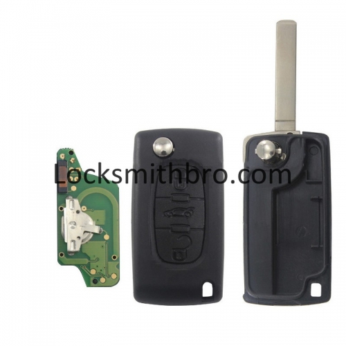LockSmithbro ASK 0523 3 Button 433Mhz 7941(ID46) Chip 307(VA2) Blade Peugeo With Trunk Button Flip Remote Key