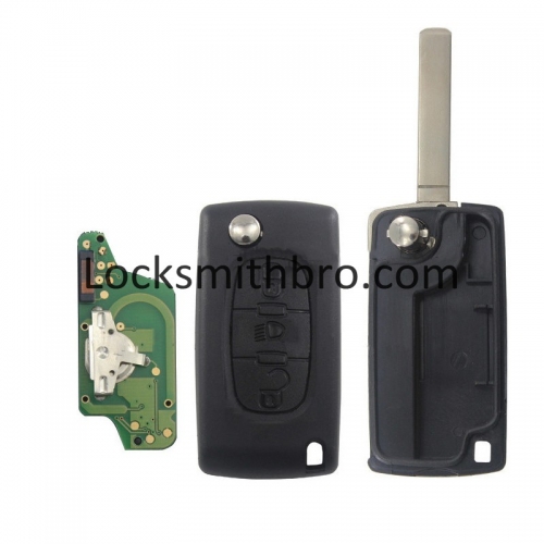 LockSmithbro ASK 0523 3 Button 433Mhz 7941(ID46) Chip 307(VA2) Blade Peugeo With Light Button Flip Remote Key For Cars 2006-2011